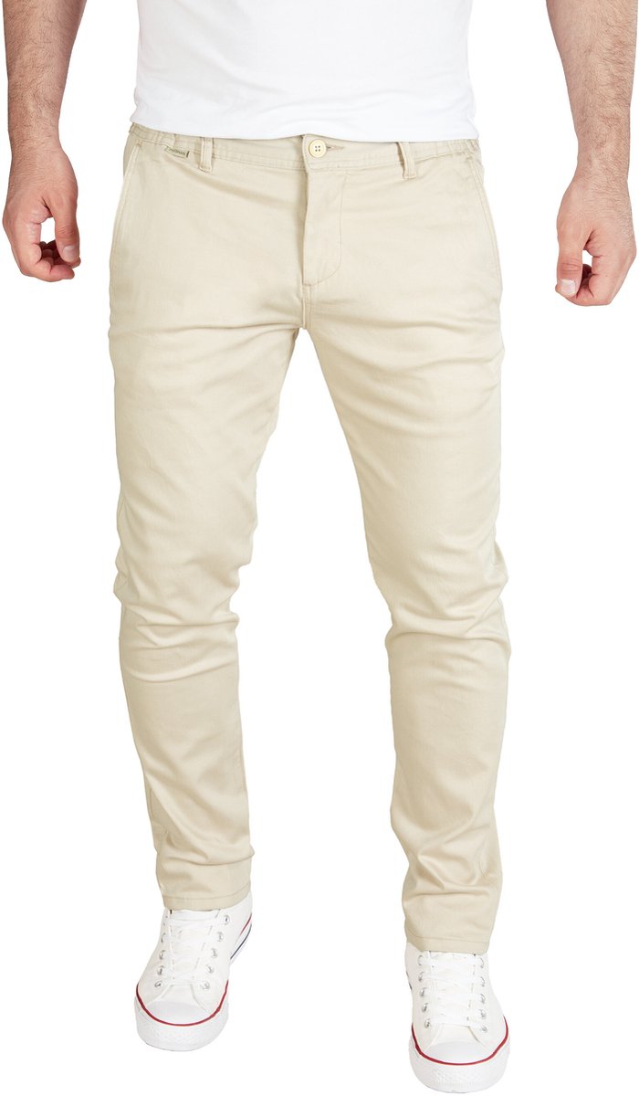 PITTMAN Heren Chinobroek Andrew – Regular Fit – Katoen Stretch – Beige – 5-pocket