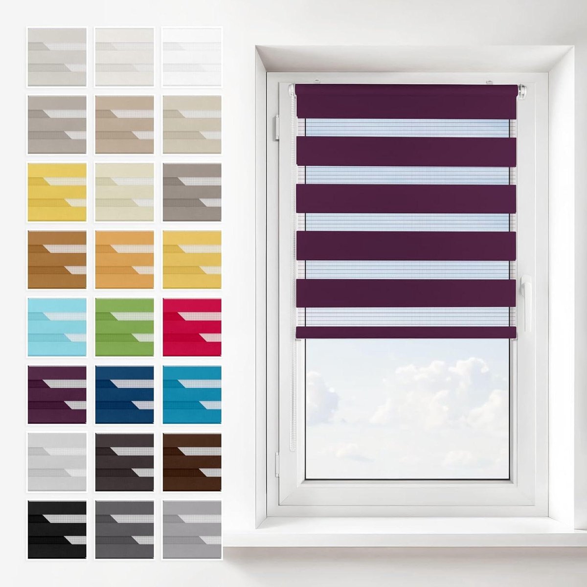 Dubbel rolgordijn - Duo rolgordijn - Raambekleding - Snelle 2-in-1 installatie - 50 x 120 