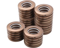 Coolty 32 stuks gordijnoogringen, plastic gordijn- en zeilring, nanoschaal geluiddempende DHZ-ringen 40mm voor raamgordijn, douchegordijn, kleedkamerdeurgordijn (koffie)