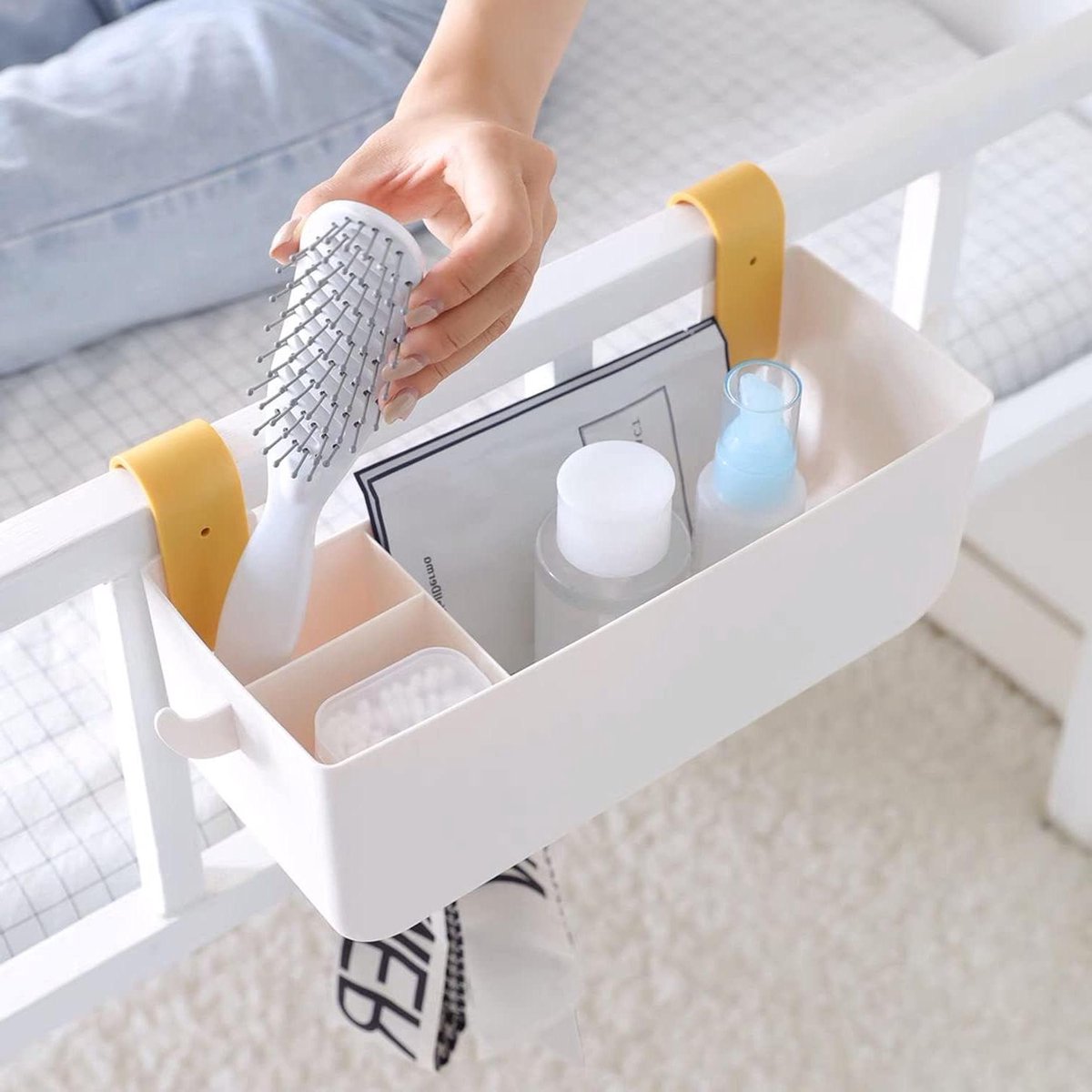 Nachtkastje Caddy Plank Organizer - Stevig Opbergvak voor Bedrail - Gemaakt van Hoogwaardig PP Kunststof voor Boeken, iPad en Meer