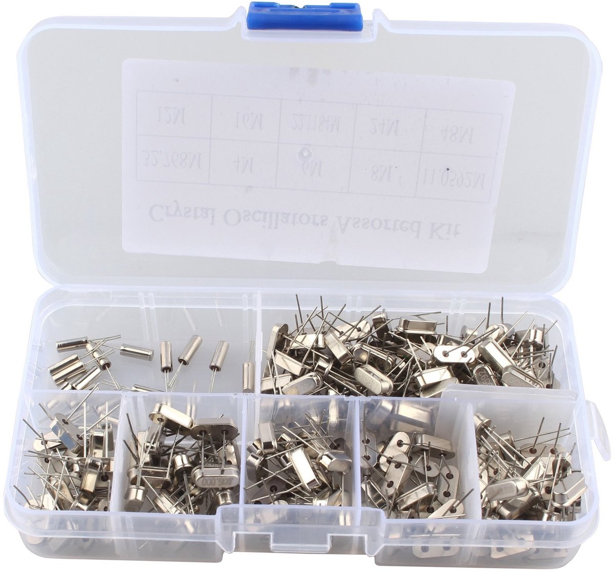 200PCS Quartz Crystal Oscillator Kit 32.768KHz tot 48MHz - Assortiment met Plastic Box