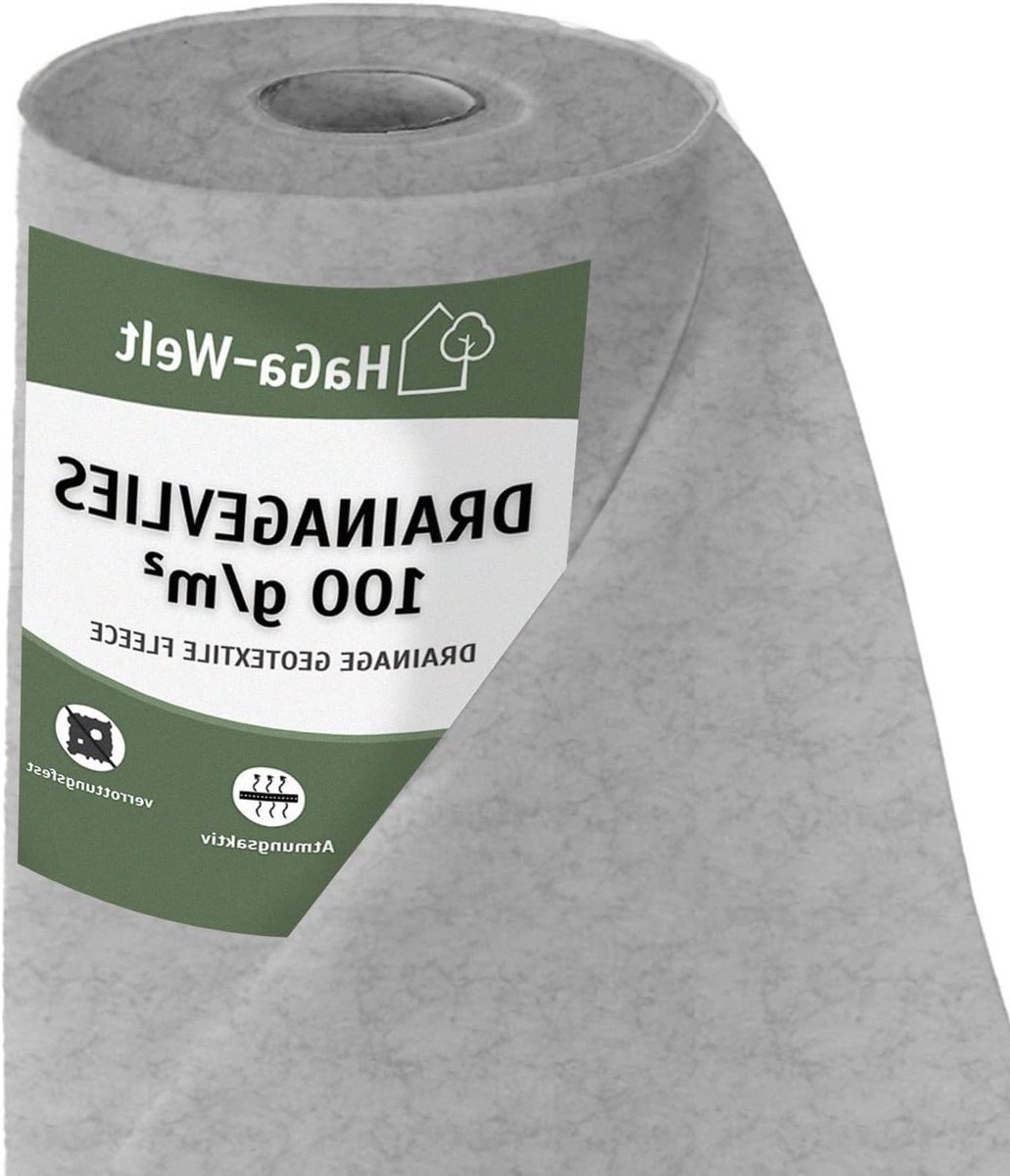 Drainagevlies - Scheidingsvlies Geotextiel - Tuin en Straatwerk - 100 g/m² Elastisch - 15 x 10 meter - Grijs