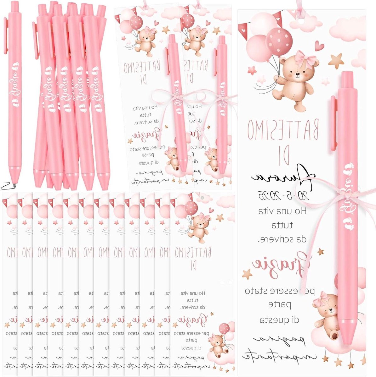 Doop Bedankjes - Gastgeschenken - Babyshower Decoratie - Teddybeer Thema - 30 Stuks - Roze