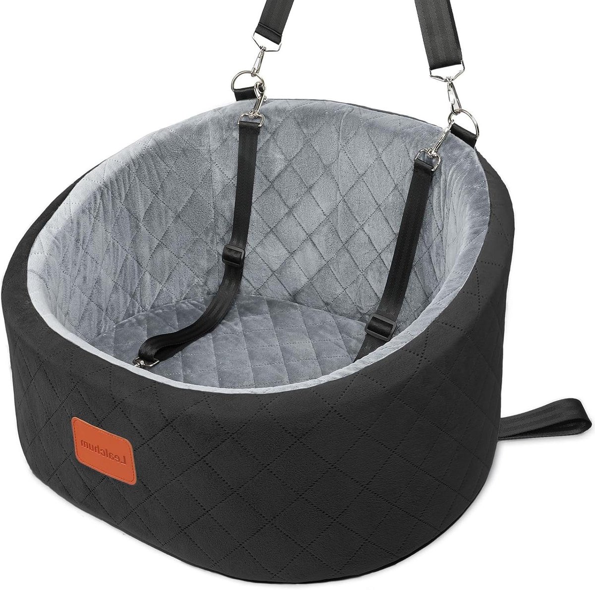 Honden Autostoeltje - Reisstoel Hond - Veilig Reizen - Traagschuim Comfort - Tot 13.6 kg - Zwart Grijs
