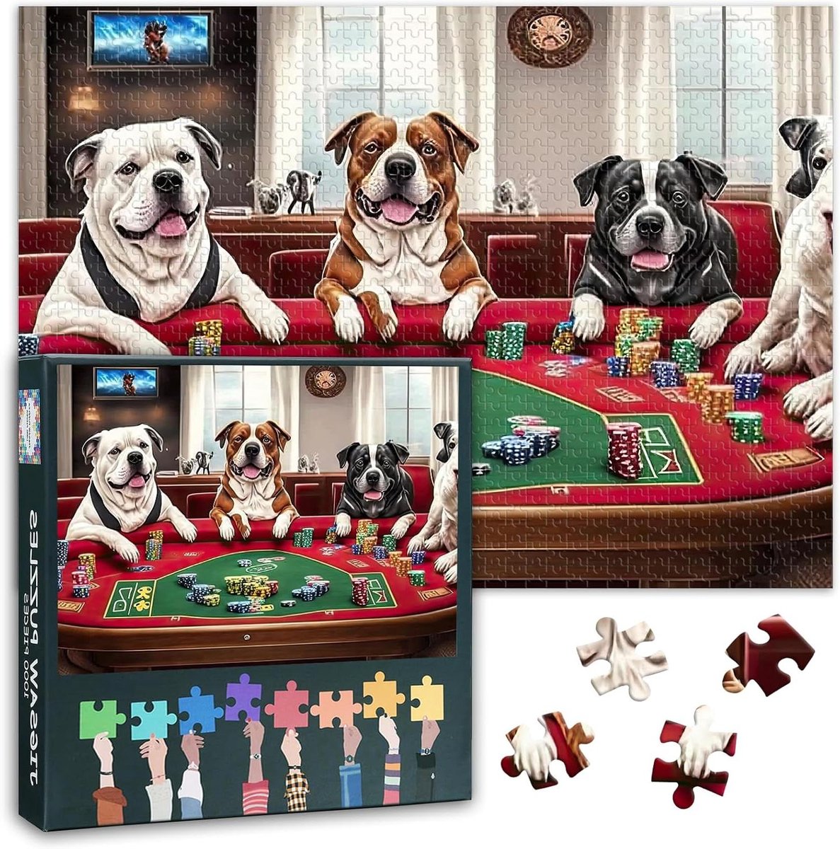 Puzzel 1000 stukjes - Legpuzzel volwassenen - Ontspanning thuis - Hoge resolutie afbeelding - 50 x 70 cm - Honden thema