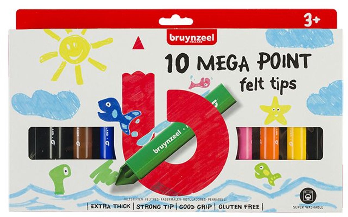 Bruynzeel Kids Mega Points viltstiften set 10 — afbeelding 7
