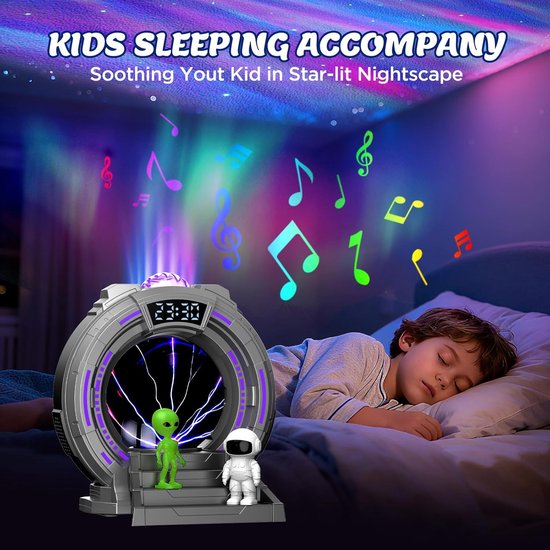 Astronaut Projector - Nachtlamp Ruimte - Kamerdecoratie Kinderen - Met Witte Ruis - 1 stuk - Grijs — afbeelding 5