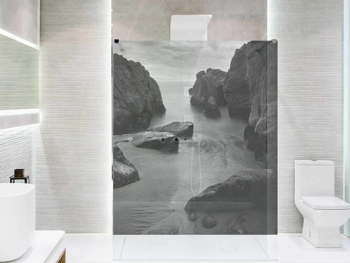 Douchewand Vinyl - Badkamer Decoratie Sticker - Binnen Decoratie - Zelfklevend Transparant