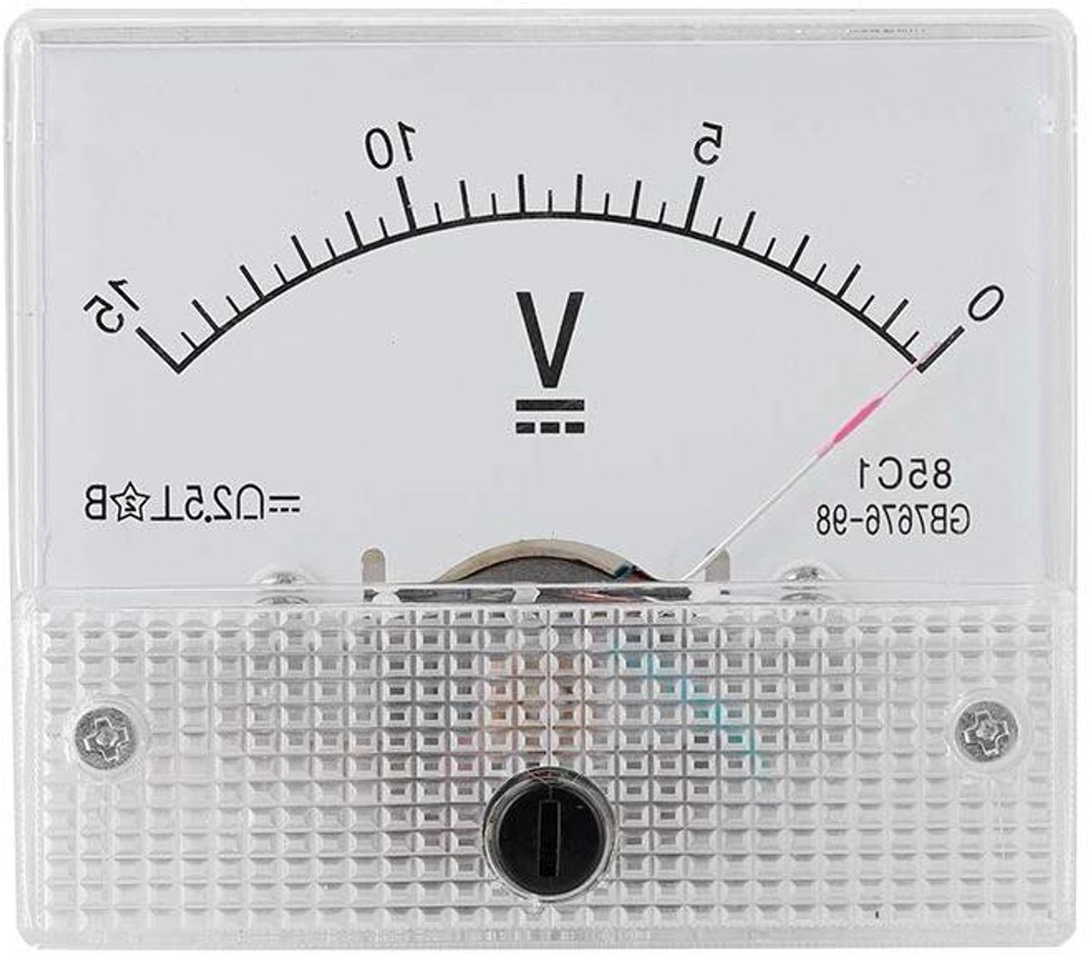 Analoge Ampèremeter Voltmeter - Paneelmeter Stroom Spanning - Stroom Meten - 25 Nauwkeurigheid - DC 0-15V - Wit