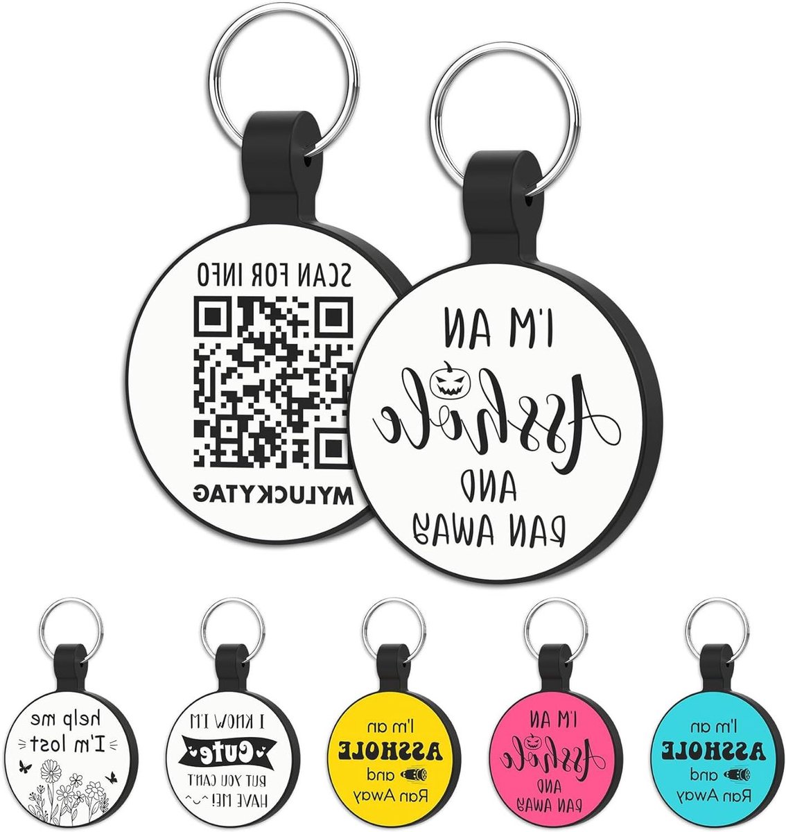 Digitale Huisdier Penning - QR Code ID - Veiligheid Huisdier - Jingle-vrij & E-mail Alarm - 3cm Diameter - Wit