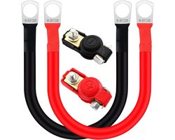 Batterijkabel Omvormer - Accukabel Startkabel - Voertuig Energie - Verdikte Koperkern - 16mm² 50cm - Zwart Rood