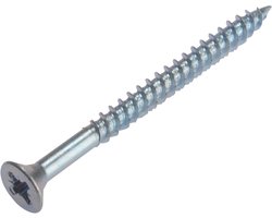 Merriway BH02650 Bulk Hardware Verzonken Twinthread Multi-Purpose Cross Head Pozi Wood Schroef, 6 x 1-1/2 inch - Bright Zink Plated, Pack van 200