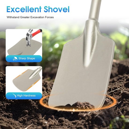 Schopbeitel - Bodembeitel Spade - Grond Opbreken - Geïntegreerd Vormproces - 135 x 440 mm - Zilver — afbeelding 3