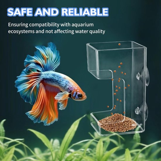 2 stuks - Voerbakjes voor aquariums - Voederautomaat voor aquarium - Voerbakken met zuignap - Transparante voerbakjes - Voerbakjes voor aquariums - Visvoeraccessoires - Aquariumaccessoires - 10*6*6 cm - cirkel en vierkant - transparant — afbeelding 4