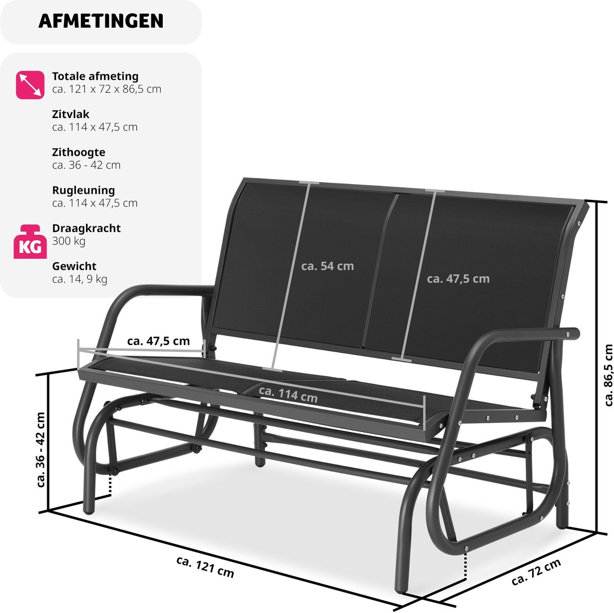 tectake tectake Outdoor Schommelbank - afbeelding 5