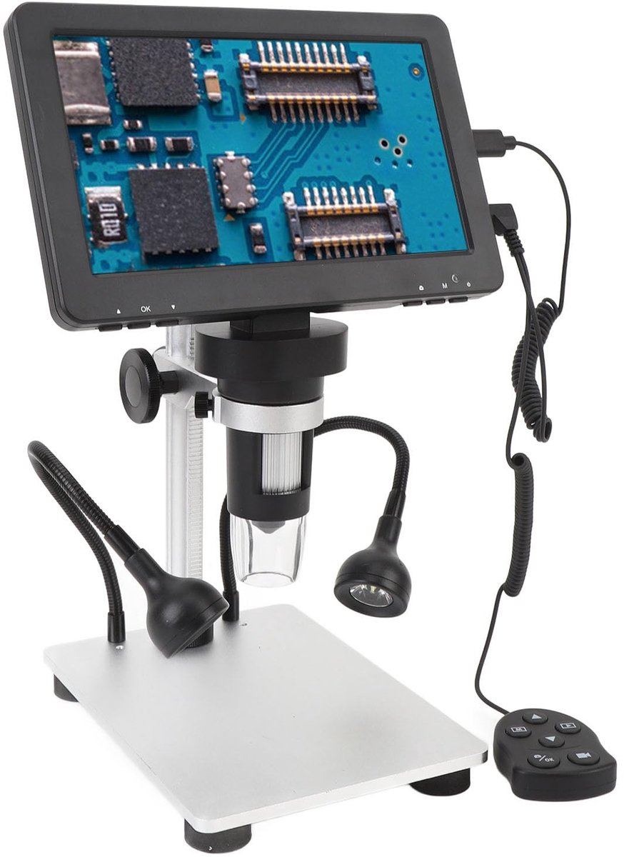 Allecto - Microscoop 7 Inch met 1200x Zoom en LED Verlichting voor Solderen en Observatie