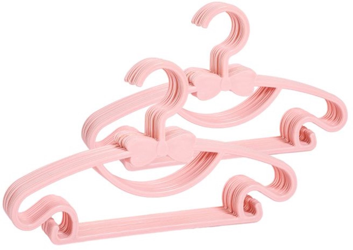 Een set van 20 antislip plastic kledinghangers Geschikt voor kinderen - roze