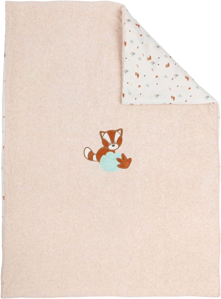 Knuffeldeken Baby - Babydeken Zacht - Warm Houden - Panda Gebreid Patroon - 75x100cm - Beige