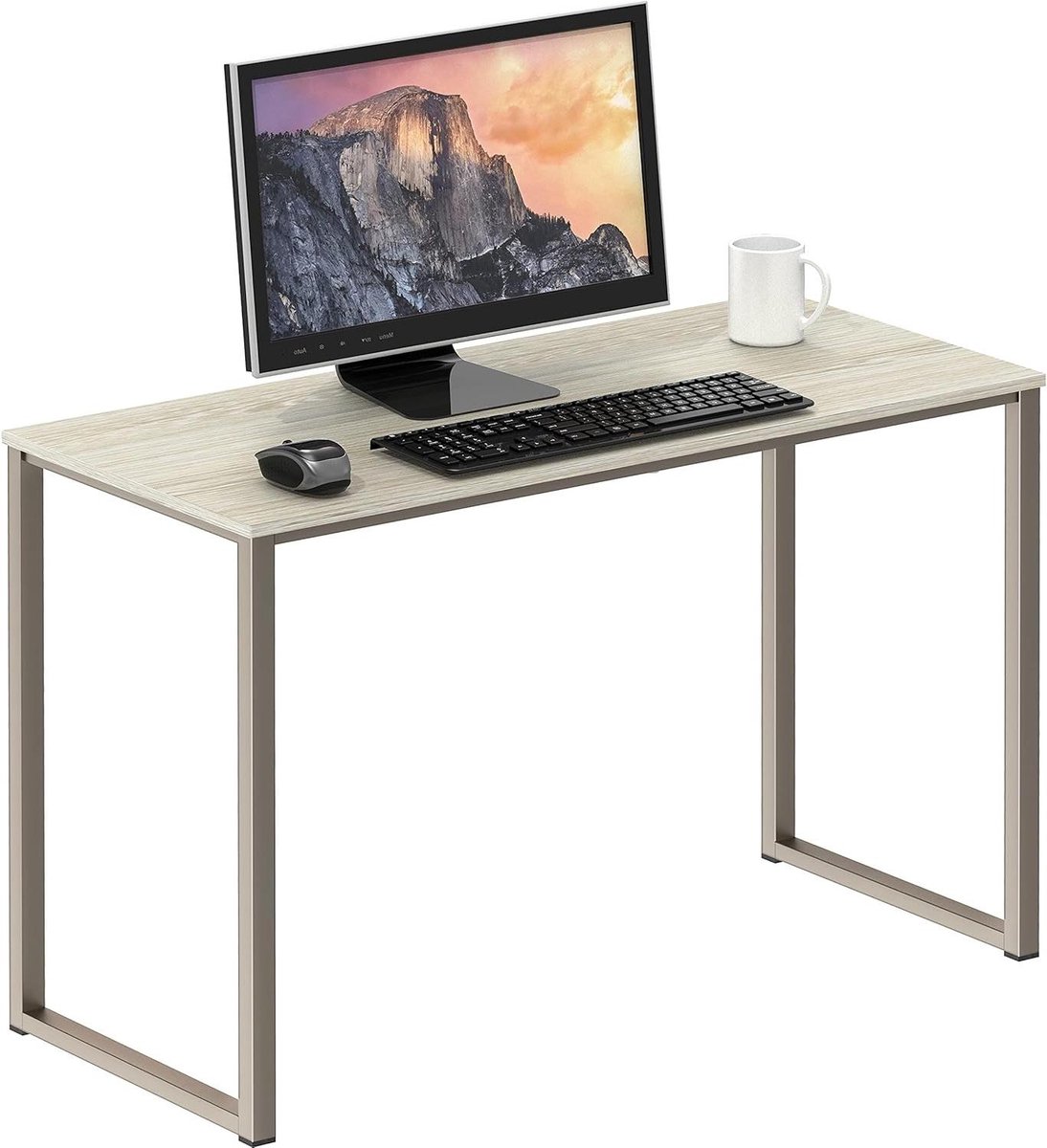 Thuiskantoor Computerbureau - Compact Werkstation - Thuiswerken Efficiënt - Stabiel Stalen Frame - 32 Inch Breed - Esdoorn Finish