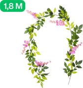 KHOYIME 9-pack 72 kunstmatige bloemenslingers, nep paarse rozen wijnstokken zijden bloemen faux plastic buiten hangende bloemen klimop slinger