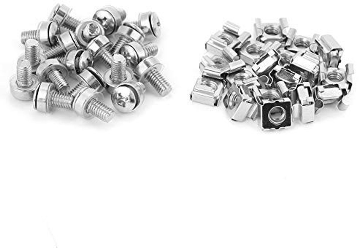 Allecto - Nut Set - 20 Stuks M5 M6 Cage Nuts en Montage Schroeven voor Netwerk Cabinets