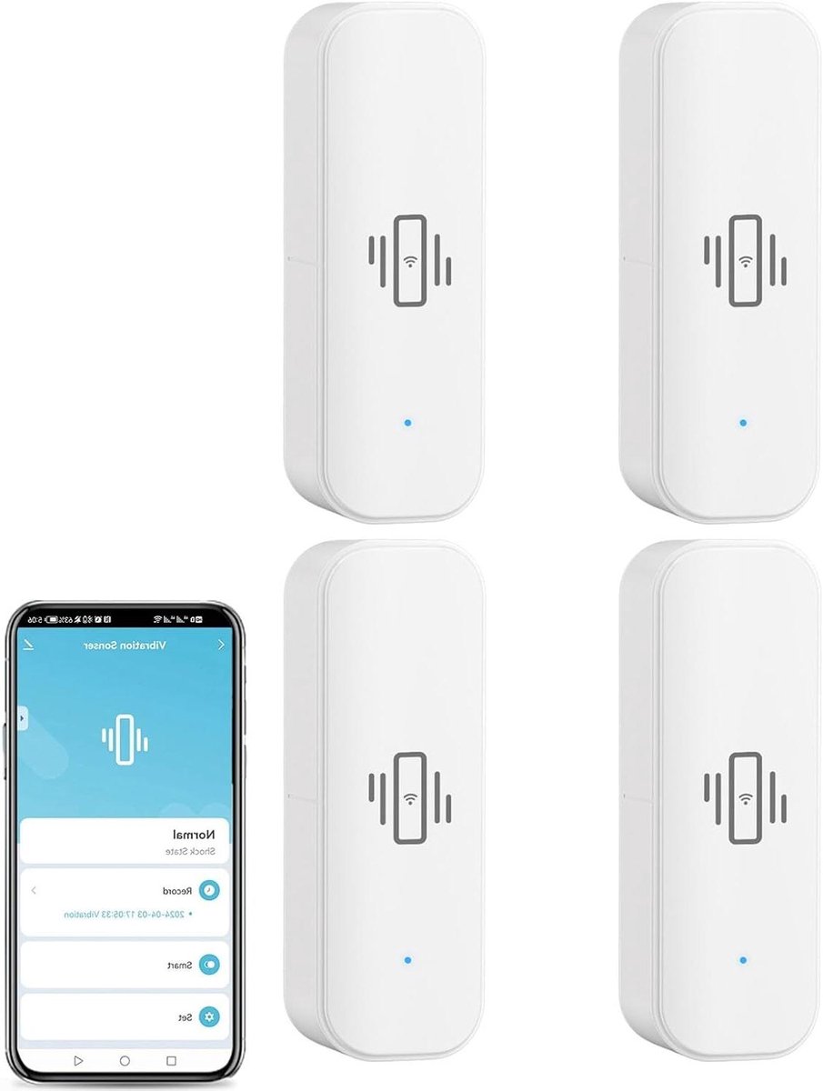 Vibratiesensor - Glasbreukdetector - Slimme Beveiliging - Geen Hub Nodig - Mini Formaat - Rood