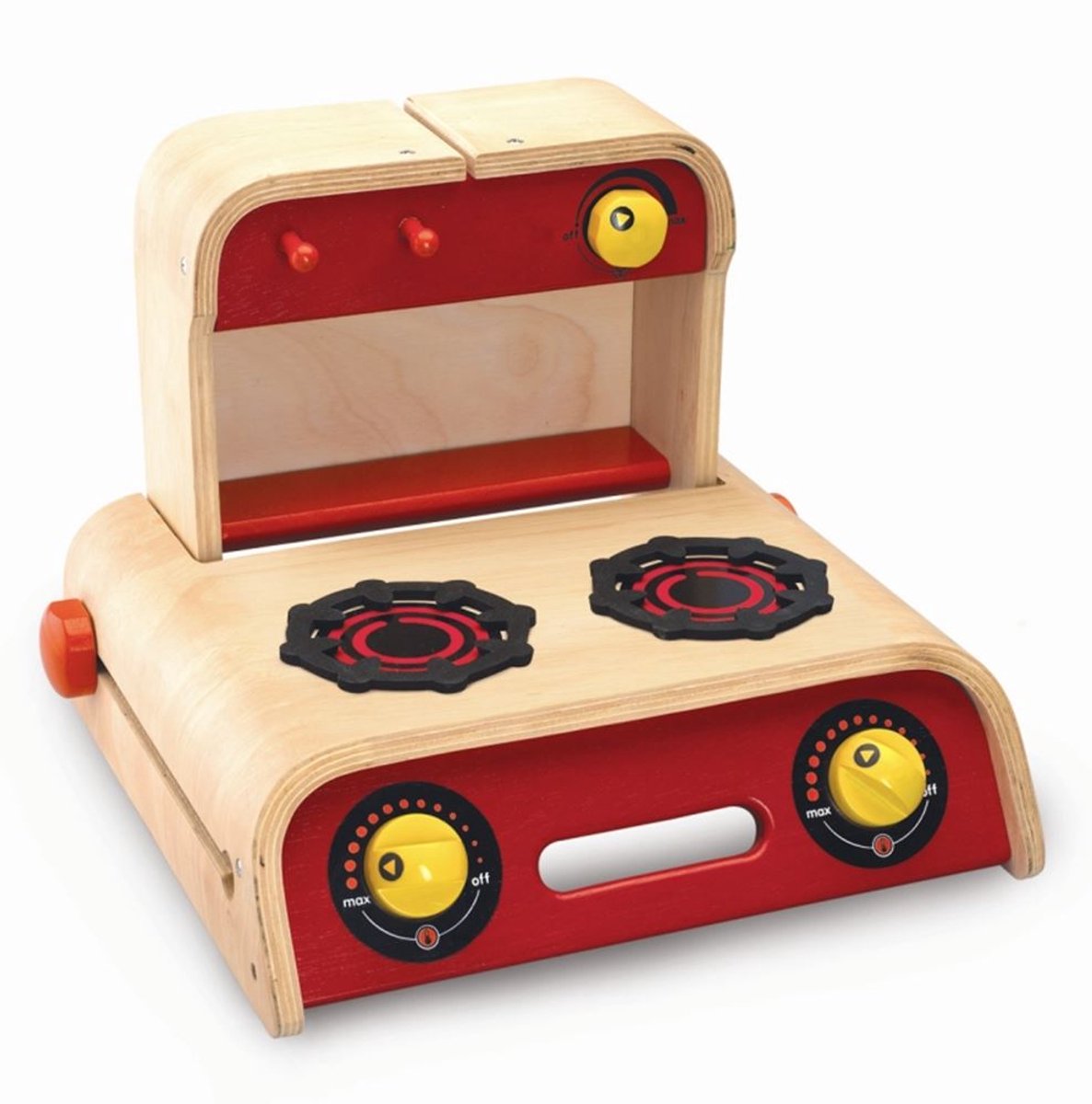 Wonderworld houten speelgoed fornuis draagbaar kooktoestel 35x34x30 cm.