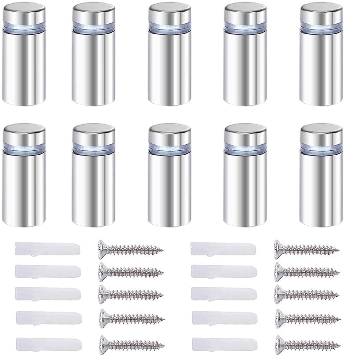 Qrity 20 Standoff Schroeven voor Glas, Rvs, 12x40mm, Inclusief Montageaccessoires