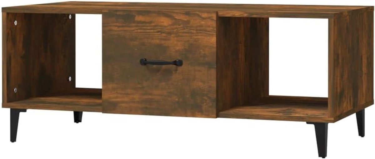 Salontafel - Bijzettafel Koffietafel - Woonkamer Opbergen - Bewerkt Hout - 102x50x40 cm - Gerookt Eiken