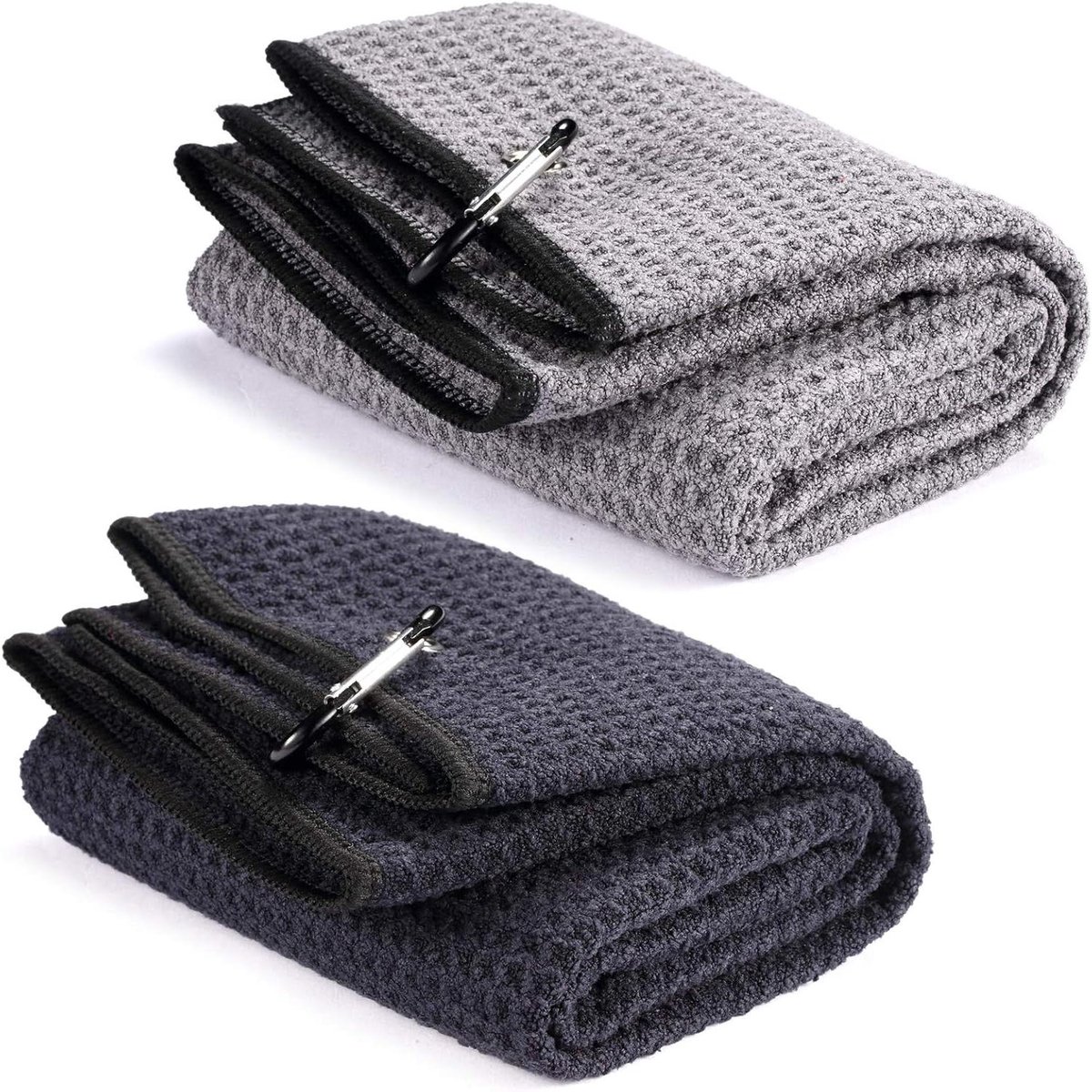 Golfhanddoeken Set - Microvezel Handdoeken - Golfen Schoonmaken - Wafelpatroon Ontwerp - 406 cm x 61 cm - Zwart Grijs