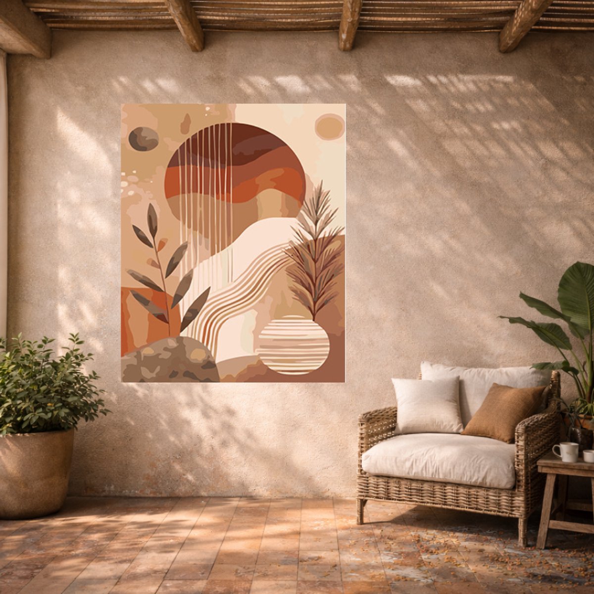 MET FRAME - Paint by numbers – schilderen op nummer – DIY decoratie – Abstract landschap – Earth Rhythm I — afbeelding 5