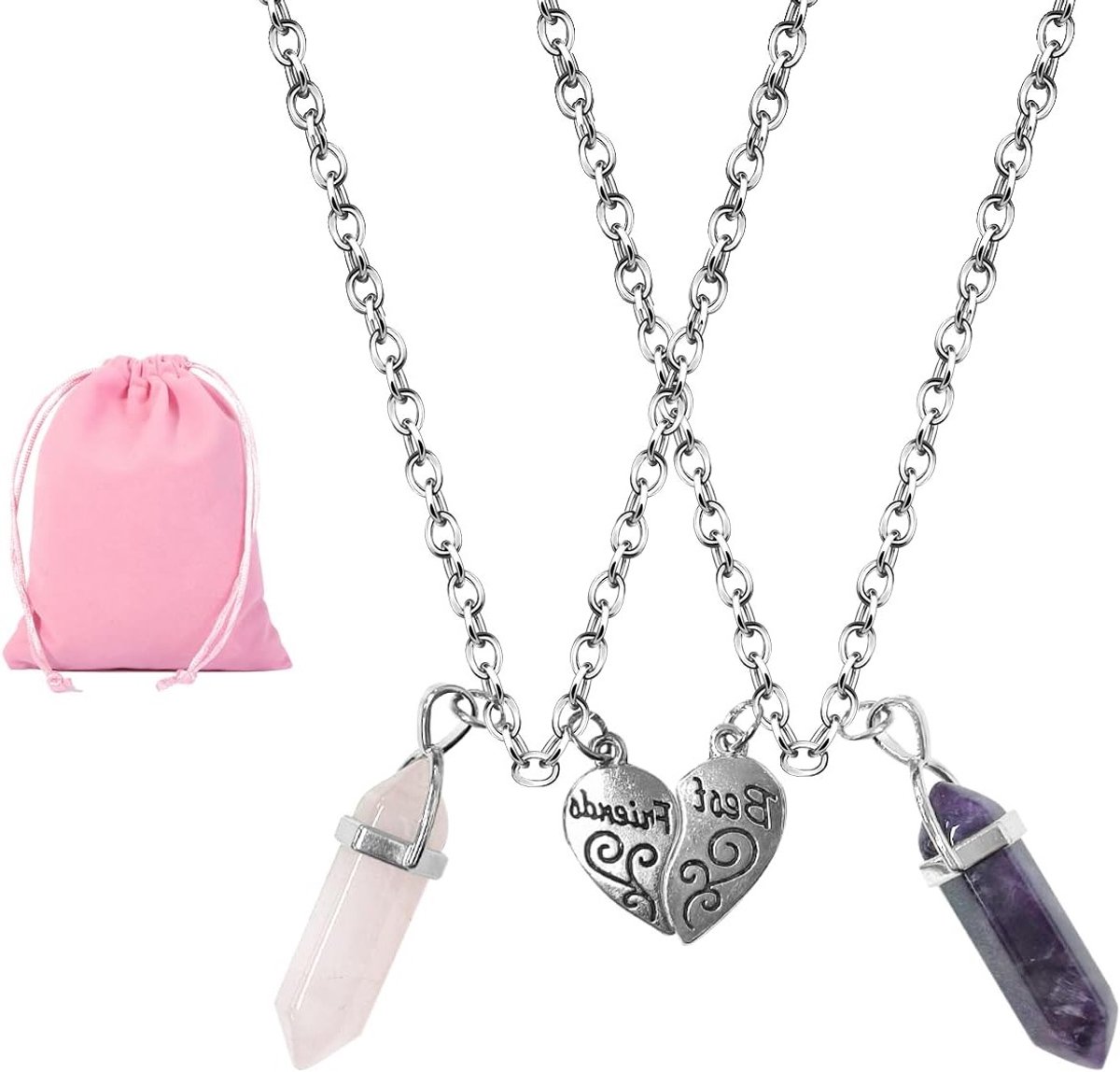 Vriendschapskettingen van Kristal, Hexagonale Kolom Kettingen, Perfecte Cadeaus voor Vrouwen en Vriendinnen, Elegante Sieraden, Unieke Accessoires