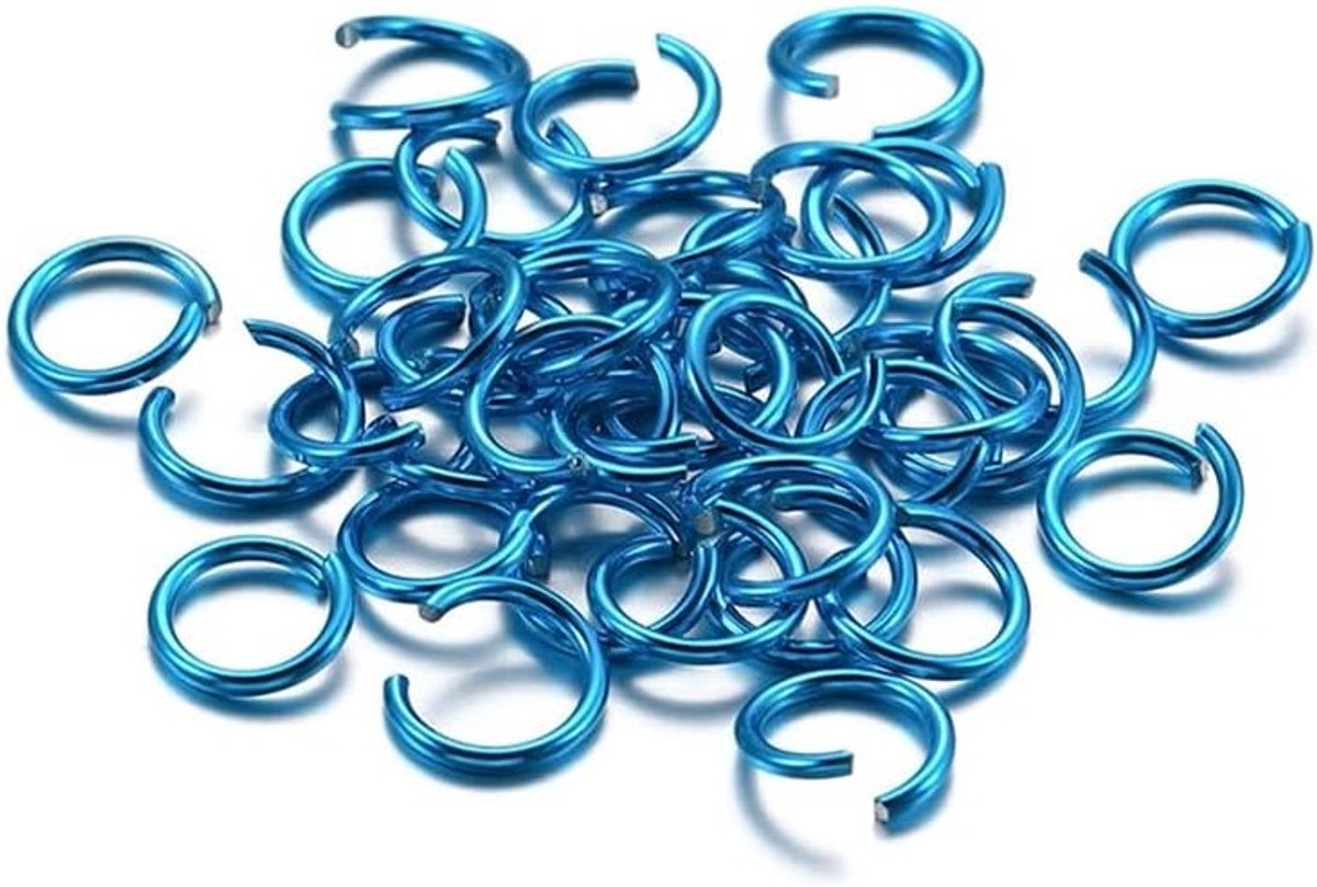 Kleurige Open Buigringen - 300 Stuks Aluminium Binding Ringen voor DIY Sieraden, Oorbellen en Armbanden - 10mm Peacock Blauw