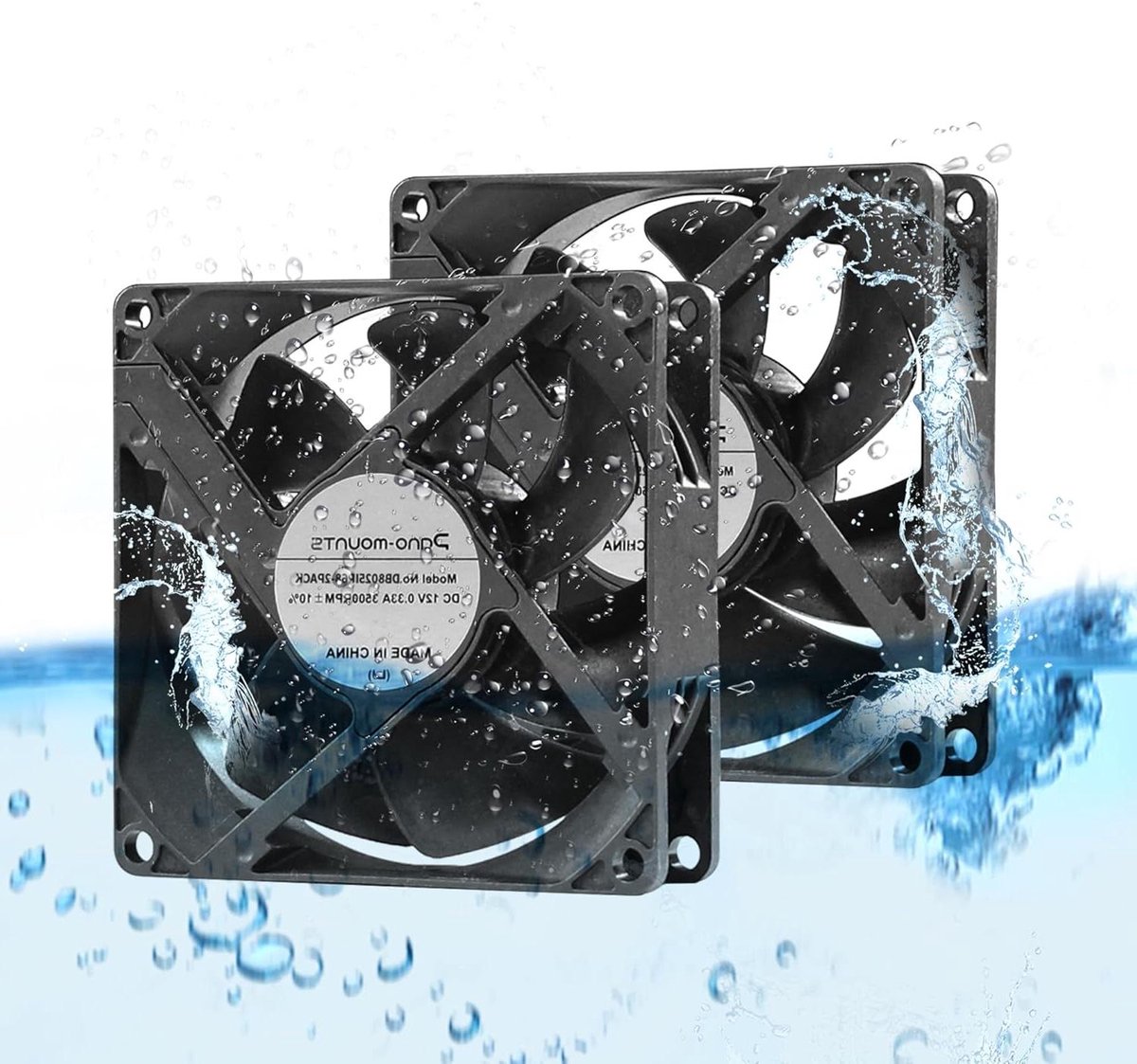 Krachtige Koelventilator - Waterdichte Ventilator - Efficiënte Koeling - Verbeterde IP68-technologie - 80 mm - Zwart
