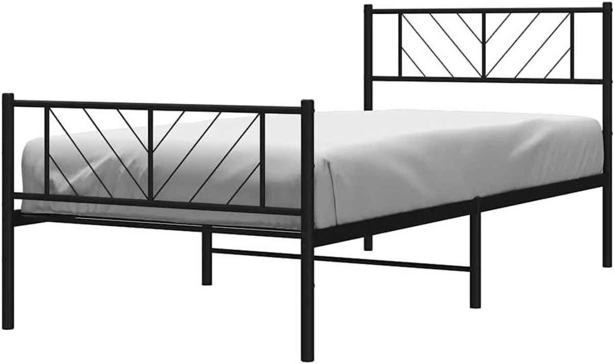 Metalen Bedframe - Ledikant Hoofdbord - Slaapkamer Inrichten - Robuuste Stalen Constructie - 100x190 cm - Zwart
