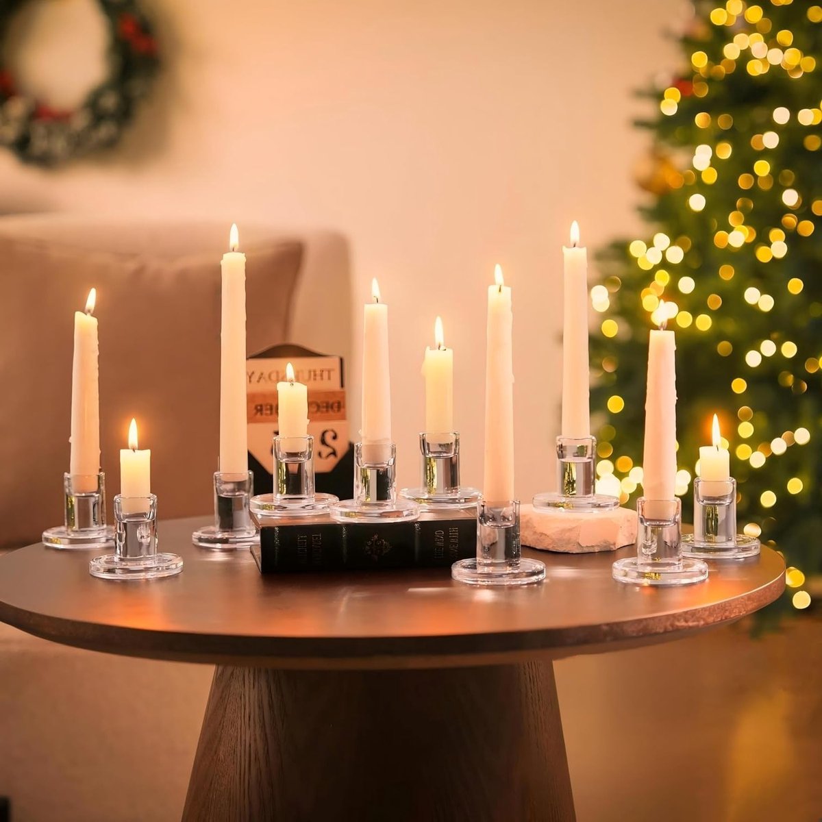 Set van 10 Glazen Kaarsenhouders - Perfect voor Taper, Pilaren en Tealights bij Bruiloften, Feestjes en Kerstdecoratie