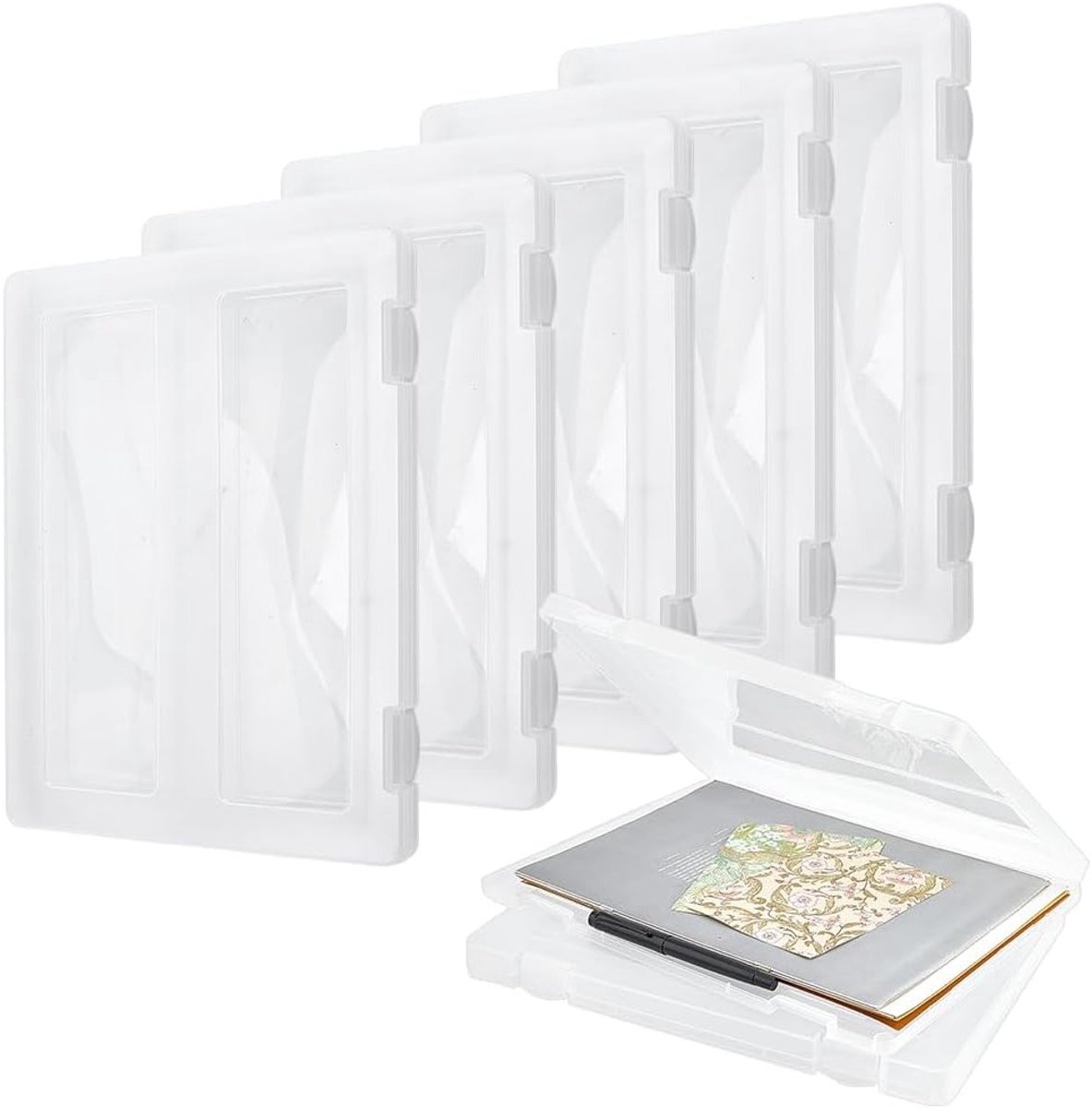 6 Stuks A4 Documentdozen - Duidelijke Plastic Opbergdozen voor Documenten, Projecten en Kantoorbenodigdheden - 23.5x31.2cm
