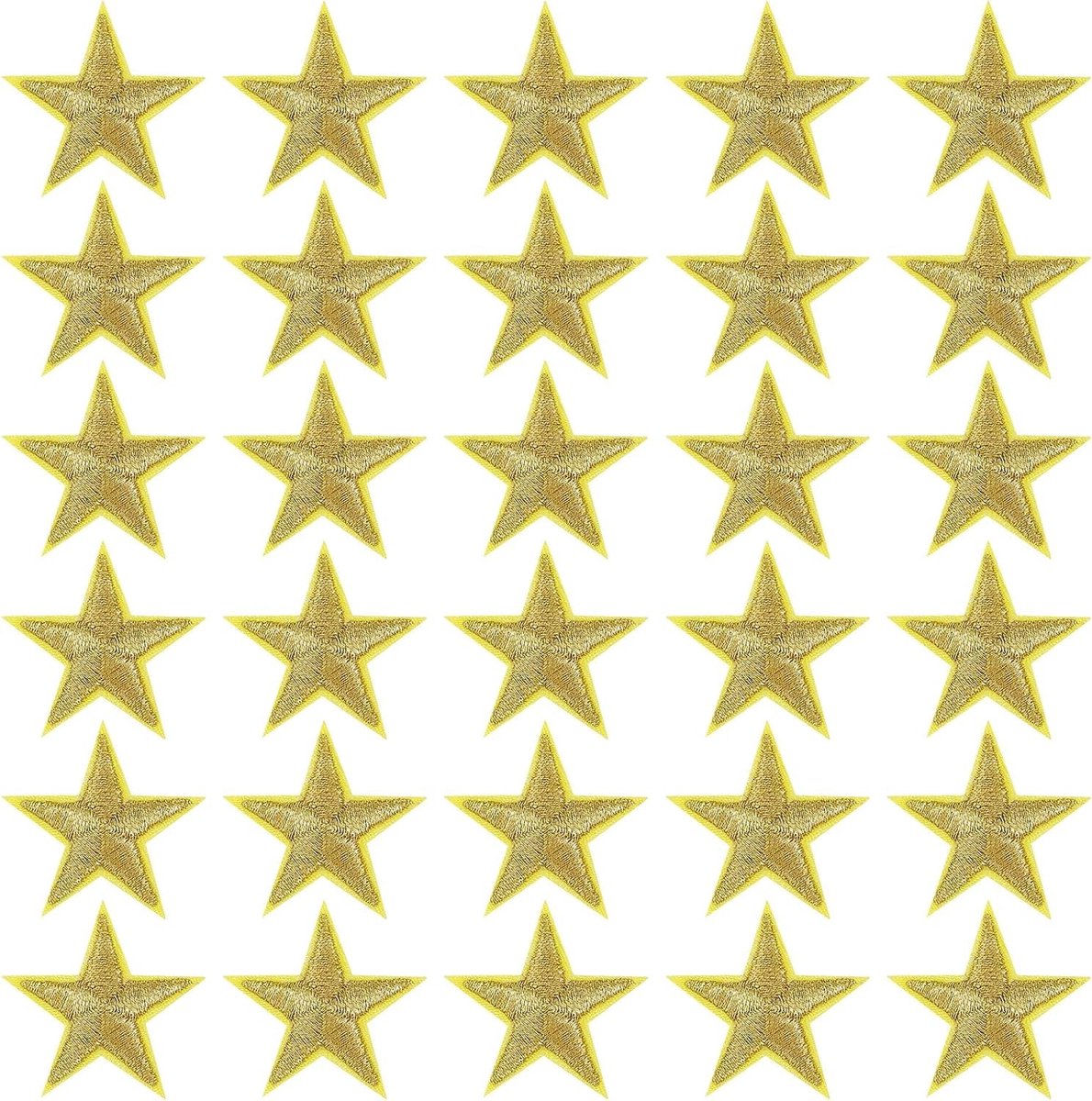 30 Stuks Gouden Ster Patches - Strijkapplicaties voor Kleding, Jassen, Hoeden en Rugzakken, Borduurwerk Versieringen van 2.5 cm
