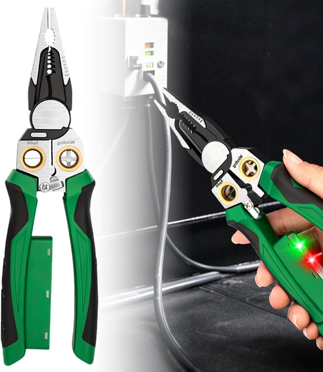 Draadstripper met Tester - Elektrische Tang Striptang - Elektrisch Werk - 8-in-1 Multifunctioneel - 1.0-4.0 mm² - Zilver