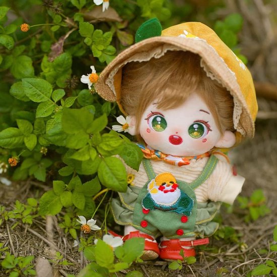 Pluche Pop - Zachte Pop Meisje - Cadeau Geven - Zonder Skelet - 20 cm - Groene Ogen — afbeelding 3