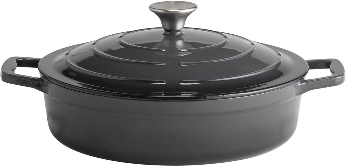 Cocotte/Stoof-Braadpan 5 stars dia 28xH7/13.5 cm GRIJS-CREME 3.0 ltr.