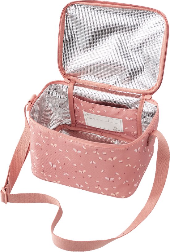 Fresk Grote Koeltas Kind 6.2 L - Lunchtas Meisjes - Thermische Lunch Koeltas - Met Bestekvak - Waterafstotende Lunchtas - Roze - Butterflies van Fresk — afbeelding 3