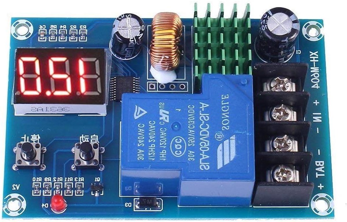 Accu Laadregelaar - Veiligheidsschakelaar - Accu Beheer - Instelbare Spanning - DC 6-60V - Blauw