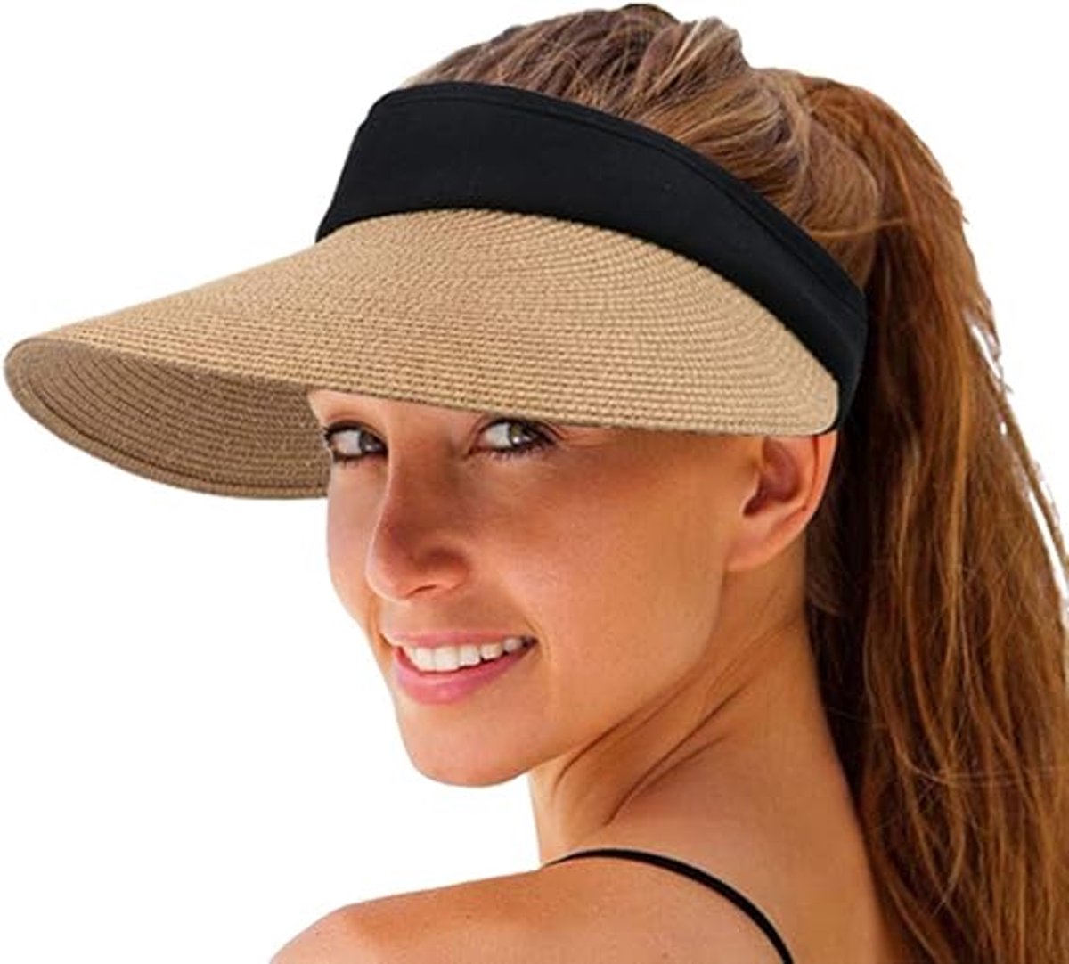 Ulisem - Zonnehoed - Dames Strohoed - 4.7 Inch Rand - Opvouwbaar en Draagbaar - UPF 50+ - Voor Strand en Tuin - Zacht Zweetband - Groot Hoofdomtrek - Koreaans Ontwerp