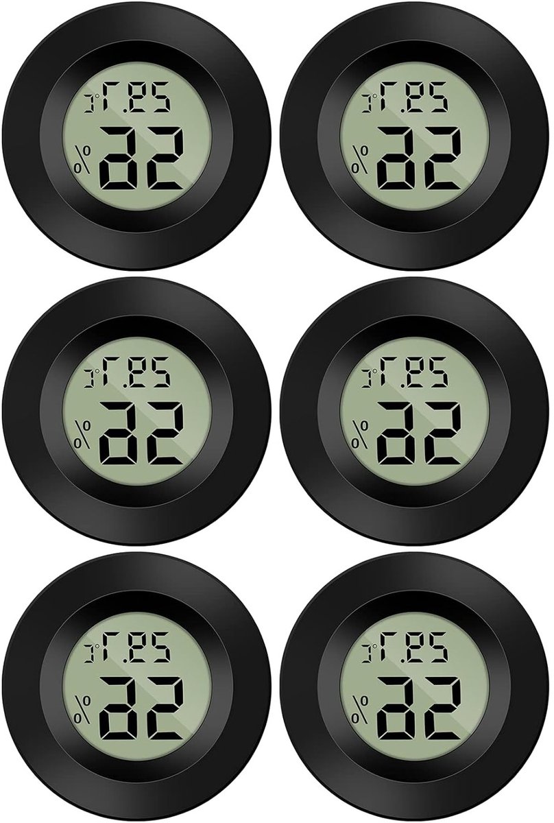 Mini LCD Digitale Thermometer en Hygrometer voor Koelkast en Aquarium -50℃ tot +70℃, 6 Stuks, Temperatuur- en Vochtigheidsmeter