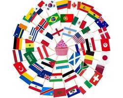 Vlaggetjes Tandenstokers - Cocktailprikkers - 200 Stuks - Wereldvlaggen 48 Landen - WK 2026 & EK Voetbal - Eurovisie 2026 - Cupcake Toppers - Borrelprikkers - Feest Decoratie - Olympische Spelen - Landen Vlaggetjes - Party Prikkers - Pub