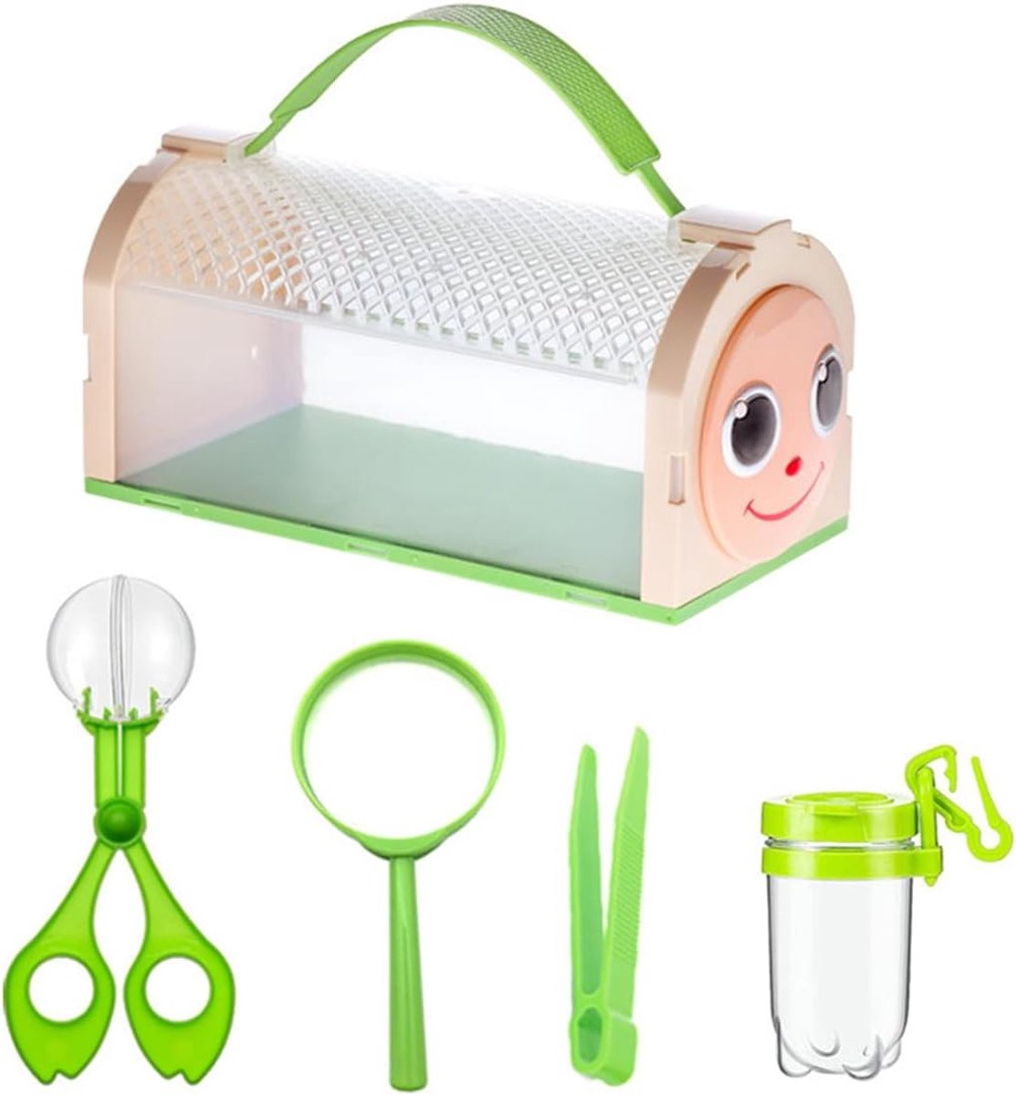 5-delige Outdoor Avonturenkit voor Insecten Vangen, Observeren en Verkennen met Vergrootglas en Insectenbox (Groen)