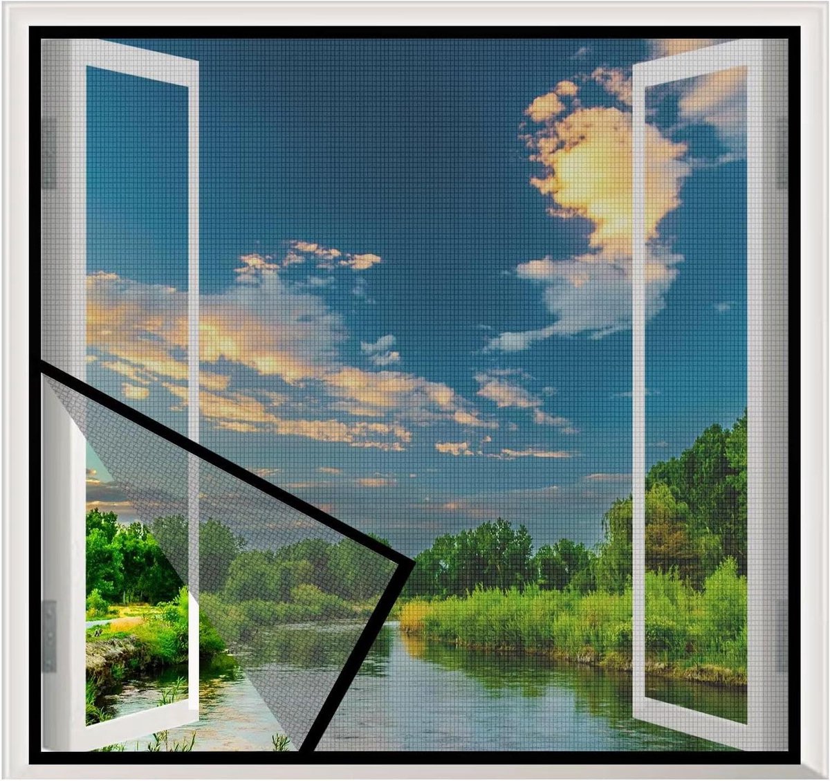 Vliegenhor Raam - Horrengaas Raam - Insecten Buiten Houden - Zelfklevend Polyester - 80x13