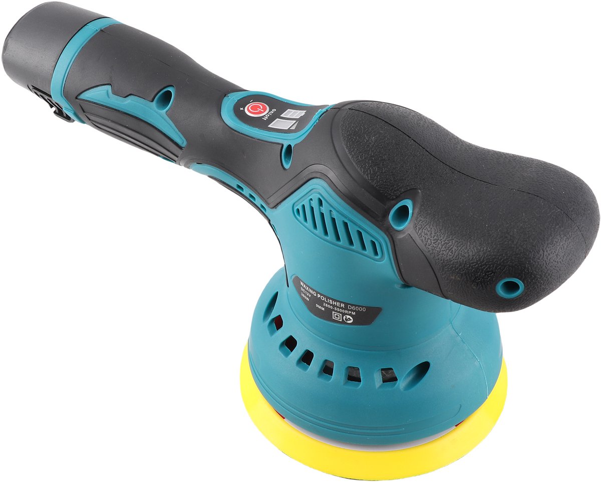 Auto Polijstmachine Draadloos 12V – Excentrisch 9mm – 380W – 125mm – 8 Snelheden – Auto Lakherstel & Krasverwijdering – 18-delige Set