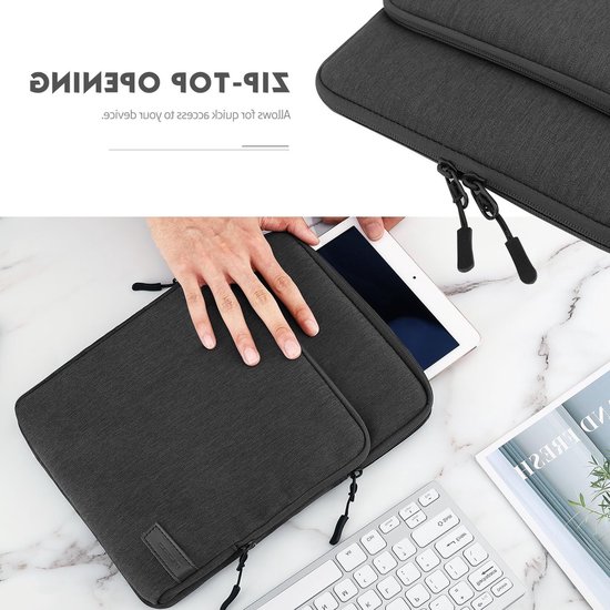 Tabletzak voor 8-9 Inch Tablets met Opbergvakken - Geschikt voor iPad Mini en Galaxy Tab A7 Lite - Zwart en Grijs — afbeelding 4